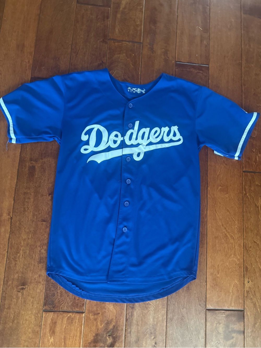 Youth Blue Button-Up Baseball Jersey